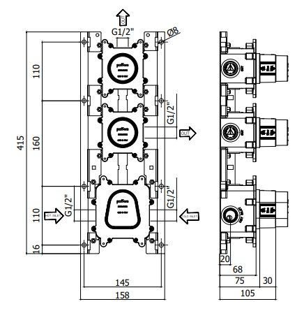 Встраиваемая часть смесителя Paffoni MODULAR BOX MDBOX018 термостат