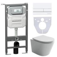 Сет 4 в 1: Инсталляция с кнопкой+унитаз+шумоизоляция Ceramicanova, CN6000_1002W_1000