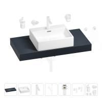 Раковина 50 см со столешницей 100 см Wellsee Graceful Pro 201012470 в наборе 10 в 1: столешница, раковина, смеситель, сифон, донный клапан, угловые вентили, аксессуары (цвет матовый белый)