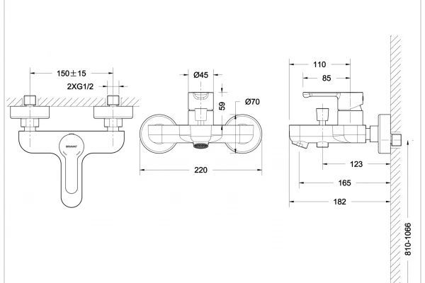 Смеситель для ванны Bravat Stream F63783C-01A c коротким изливом