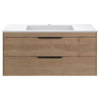 Тумба под раковину Vincea Chiara 2D 1000 подвесная, 2 выкатных ящика soft-close, N.Oak