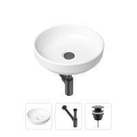 Комплект 3 в 1 Lavinia Boho Bathroom Sink 21520170: накладная фарфоровая раковина 40 см, металлический сифон, донный клапан