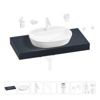 Раковина 60 см со столешницей 100 см Wellsee Calin 201007730 в наборе 10 в 1: столешница, раковина, смеситель, сифон, донный клапан, угловые вентили, аксессуары (цвет матовый белый)