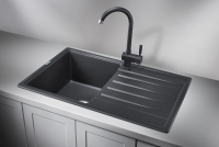 Мойка для кухни Granula Standart 7602 черный, 76х50 см, прямоугольная