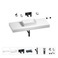 Раковина 42 см со столешницей 120 см Wellsee Pure BY Wellsee 201010957 в наборе 9 в 1: столешница, раковина, встраиваемый смеситель, сифон, выпуск, аксессуары (цвет набора матовый черный)