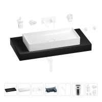 Раковина 75 см со столешницей 100 см Wellsee Pure BY Wellsee 201011670 в наборе 9 в 1: столешница, раковина, встраиваемый смеситель, сифон, выпуск, аксессуары (цвет набора матовый белый)
