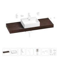 Раковина 50 см со столешницей 140 см Wellsee Graceful Pro 201012605 в наборе 10 в 1: столешница, раковина, смеситель, сифон, донный клапан, угловые вентили, аксессуары (цвет матовый белый)