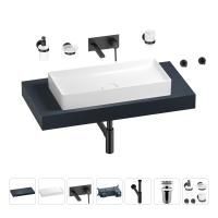 Раковина 75 см со столешницей 100 см Wellsee Pure BY Wellsee 201011587 в наборе 9 в 1: столешница, раковина, встраиваемый смеситель, сифон, выпуск, аксессуары (цвет набора матовый черный)