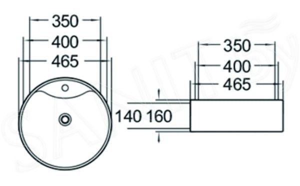Раковина керамическая (накладная)  SantiLine SL-1070