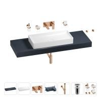 Раковина 75 см со столешницей 140 см Wellsee Pure BY Wellsee 201011824 в наборе 9 в 1: столешница, раковина, встраиваемый смеситель, сифон, выпуск, аксессуары (цвет набора розовое золото)