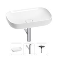 Раковина для ванной Wellsee Croquis 201001011 в наборе 3 в 1: овальная раковина белого глянцевого цвета, сифон, выпуск в цвете хром