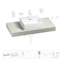 Раковина 43 см со столешницей 100 см Wellsee Graceful Pro 201012215 в наборе 10 в 1: столешница, раковина, смеситель, сифон, донный клапан, угловые вентили, аксессуары (цвет матовый белый)