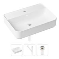 Комплект 3 в 1 Lavinia Boho Bathroom Sink 21520357: накладная фарфоровая раковина 60 см, металлический сифон, донный клапан