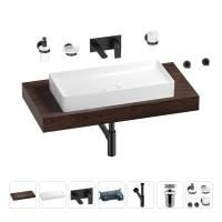 Раковина 75 см со столешницей 100 см Wellsee Pure BY Wellsee 201011622 в наборе 9 в 1: столешница, раковина, встраиваемый смеситель, сифон, выпуск, аксессуары (цвет набора матовый черный)