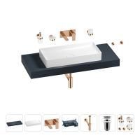 Раковина 75 см со столешницей 120 см Wellsee Pure BY Wellsee 201011704 в наборе 9 в 1: столешница, раковина, встраиваемый смеситель, сифон, выпуск, аксессуары (цвет набора розовое золото)