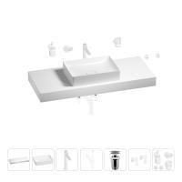 Раковина 50 см со столешницей 120 см Wellsee Pure BY Wellsee 201011400 в наборе 10 в 1: столешница, раковина, высокий смеситель, сифон, выпуск, кран-вентили, аксессуары (цвет матовый белый)