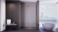 Душевая дверь Veconi Premium Trento PTDW-50G, 1500x2000, брашированное золото, стекло прозрачное