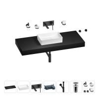 Раковина 42 см со столешницей 120 см Wellsee Pure BY Wellsee 201010977 в наборе 9 в 1: столешница, раковина, встраиваемый смеситель, сифон, выпуск, аксессуары (цвет набора матовый черный)