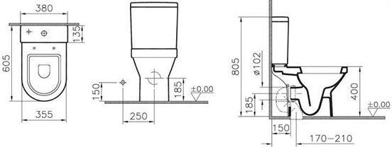 Унитаз-компакт VitrA Diana 9816B003-7201 с микролифтом