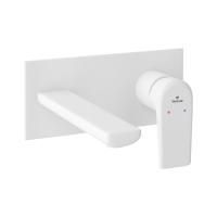 Встраиваемый смеситель для раковины (умывальника) Wellsee ICON! for life 182315001, в комплекте блок скрытого монтажа и внешняя панель на стену, латунный, длина излива 110 мм (цвет матовый белый)