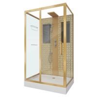 Душевая кабина Niagara Luxe NG-7711GBK 90x120х210, низкий поддон, стенки золото, без крыши