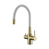 Смеситель для кухни SALIX, золото, белый шланг, Sa213419-Gw, Paulmark