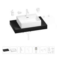 Раковина 50 см со столешницей 80 см Wellsee Graceful Pro 201012450 в наборе 10 в 1: столешница, раковина, смеситель, сифон, донный клапан, угловые вентили, аксессуары (цвет матовый белый)