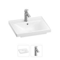 Раковина для ванной Wellsee FreeDom 201000806 в наборе 2 в 1: прямоугольная раковина белого глянцевого цвета, смеситель в цвете хром