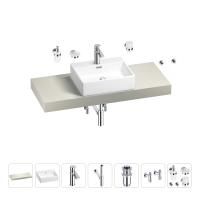 Раковина 50 см со столешницей 120 см Wellsee Graceful Pro 201012511 в наборе 10 в 1: столешница, раковина, смеситель, сифон, донный клапан, угловые вентили, аксессуары (цвет хром)