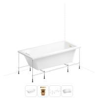 Акриловая ванна в наборе 4 в 1: встраиваемая ванна, слив-перелив, каркас, подголовник Wellsee FreeDom 2.0 20212792R