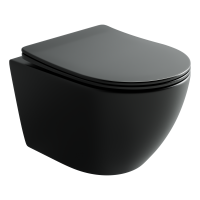 Подвесной унитаз Ceramicanova UNO безободковый, смыв Торнадо, с крепежом для полностью скрытого монтажа, ультратонким сидением с функцией быстрого снятия и крышкой с функцией плавного закрытия, цвет черный матовый CN11001TMB