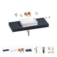 Раковина 50 см со столешницей 120 см Wellsee Pure BY Wellsee 201011344 в наборе 9 в 1: столешница, раковина, встраиваемый смеситель, сифон, выпуск, аксессуары (цвет набора розовое золото)