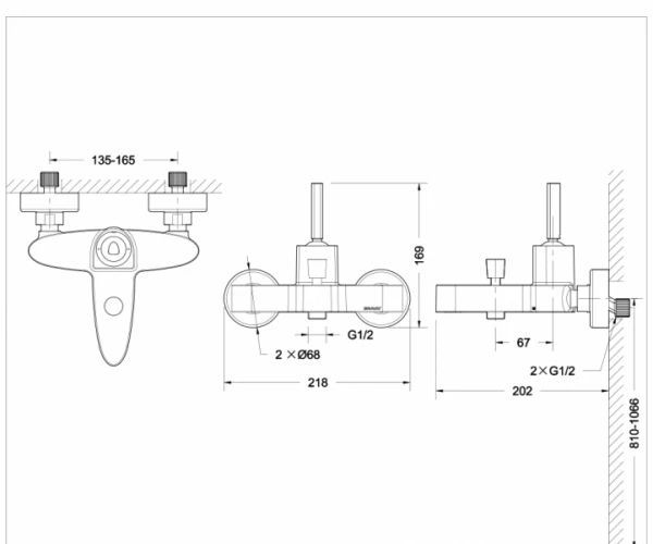 Смеситель для ванны Bravat Spring F679113C-01 с коротким изливом