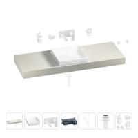 Раковина 40 см со столешницей 140 см Wellsee Doux 201009405 в наборе 9 в 1: столешница, раковина, встраиваемый смеситель, сифон, донный клапан, аксессуары (цвет набора матовый белый)