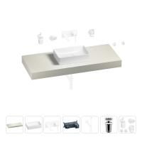 Раковина 42 см со столешницей 120 см Wellsee Pure BY Wellsee 201010905 в наборе 9 в 1: столешница, раковина, встраиваемый смеситель, сифон, выпуск, аксессуары (цвет набора матовый белый)