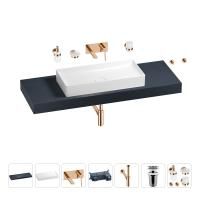 Раковина 75 см со столешницей 140 см Wellsee Pure BY Wellsee 201011829 в наборе 9 в 1: столешница, раковина, встраиваемый смеситель, сифон, выпуск, аксессуары (цвет набора розовое золото)