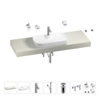 Раковина 70 см со столешницей 140 см Wellsee Croquis 2.0 201008971 в наборе 10 в 1: столешница, раковина, смеситель, сифон, выпуск, угловые вентили, аксессуары (цвет хром)