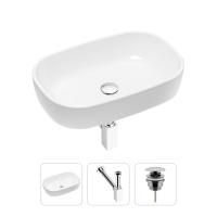 Комплект 3 в 1 Lavinia Boho Bathroom Sink 21520016: накладная фарфоровая раковина 54 см, металлический сифон, донный клапан