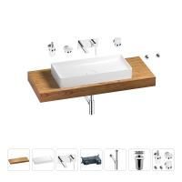 Раковина 75 см со столешницей 120 см Wellsee Pure BY Wellsee 201011726 в наборе 9 в 1: столешница, раковина, встраиваемый смеситель, сифон, выпуск, аксессуары (цвет набора хром)