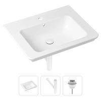 Комплект 3 в 1 Lavinia Boho Bathroom Sink 21520412: врезная фарфоровая раковина 60 см, металлический сифон, донный клапан