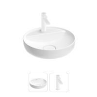 Раковина для ванной Wellsee Chalice Perfection 201000700 в наборе 2 в 1: круглая раковина белого глянцевого цвета, смеситель в цвете матовый белый