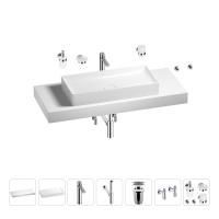 Раковина 75 см со столешницей 120 см Wellsee Pure BY Wellsee 201011756 в наборе 10 в 1: столешница, раковина, высокий смеситель, сифон, выпуск, кран-вентили, аксессуары (цвет хром)