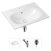 Комплект 3 в 1 Lavinia Boho Bathroom Sink 21520436: врезная фарфоровая раковина 60 см, металлический сифон, донный клапан