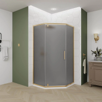 Душевой угол Veconi Ottimo P10 G, 1000x1000x1900, золото брашинг, стекло тонированное матовое