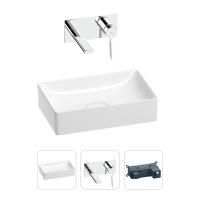 Раковина для ванной Wellsee Pure BY Wellsee 201000711 в наборе 2 в 1: прямоугольная раковина белого глянцевого цвета, встраиваемый смеситель в цвете хром