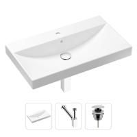 Комплект 3 в 1 Lavinia Boho Bathroom Sink 21520611: врезная фарфоровая раковина 80 см, металлический сифон, донный клапан