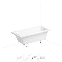 Акриловая ванна в наборе 4 в 1: встраиваемая ванна, слив-перелив, ножки, подголовник Wellsee FreeDom 20212768R