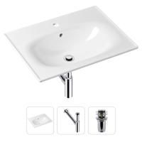 Комплект 3 в 1 Lavinia Boho Bathroom Sink 21520467: врезная фарфоровая раковина 60 см, металлический сифон, донный клапан