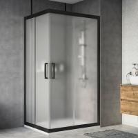 Душевой уголок STWORKI Карлстад 110x90 см профиль черный матовый, стекло матовое