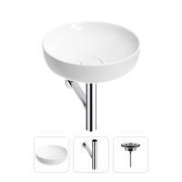 Раковина для ванной Wellsee Chalice Perfection 201001161 в наборе 3 в 1: круглая раковина белого глянцевого цвета, сифон, выпуск в цвете хром